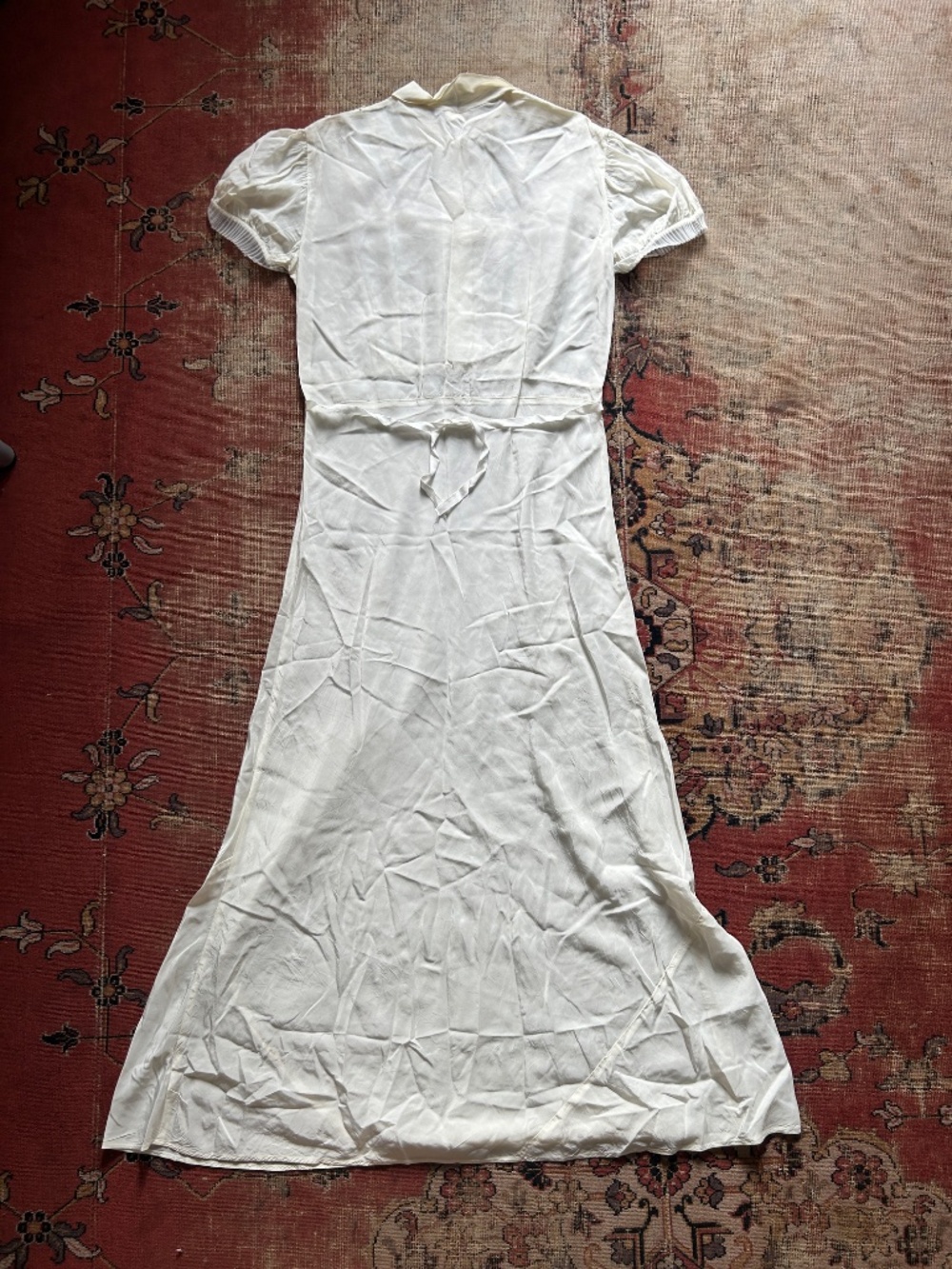Antique 1930s/40s Cream Maxi Dress - Picture 4 of 5